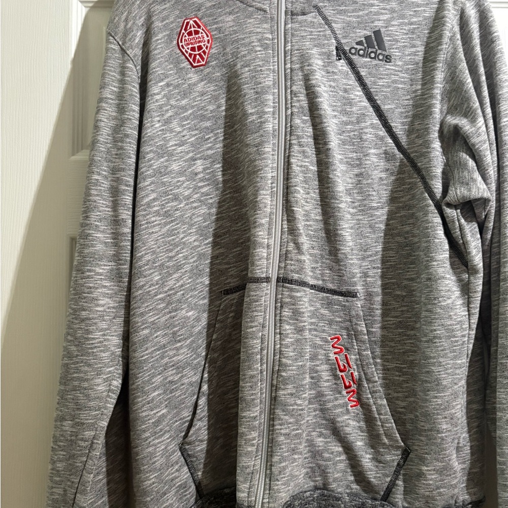 Adidas Gray Hoodie with Red Logo XL